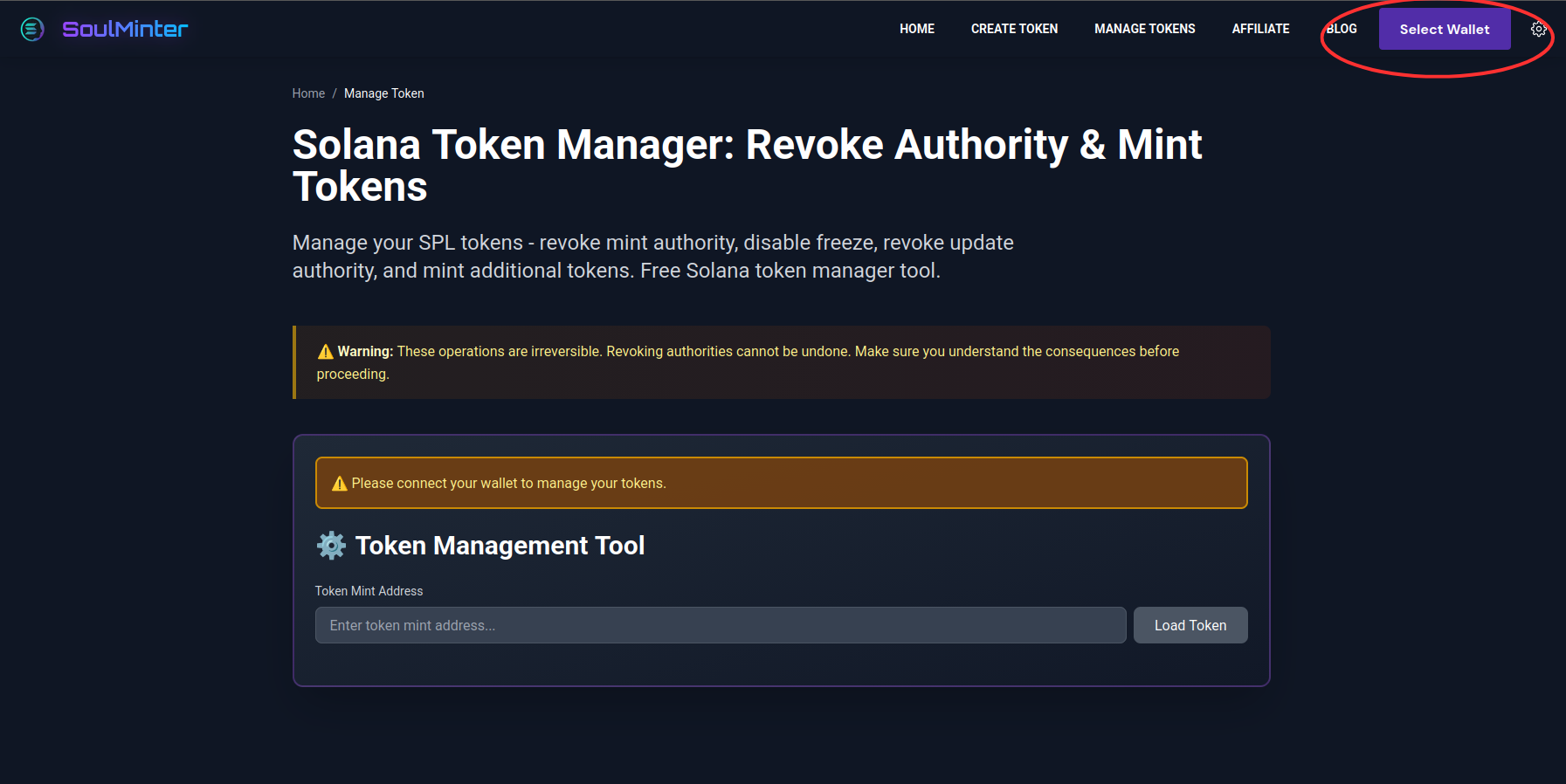 Image showing where you can connect a wallet